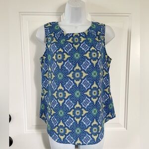 Talbots Blue Print Top size 2